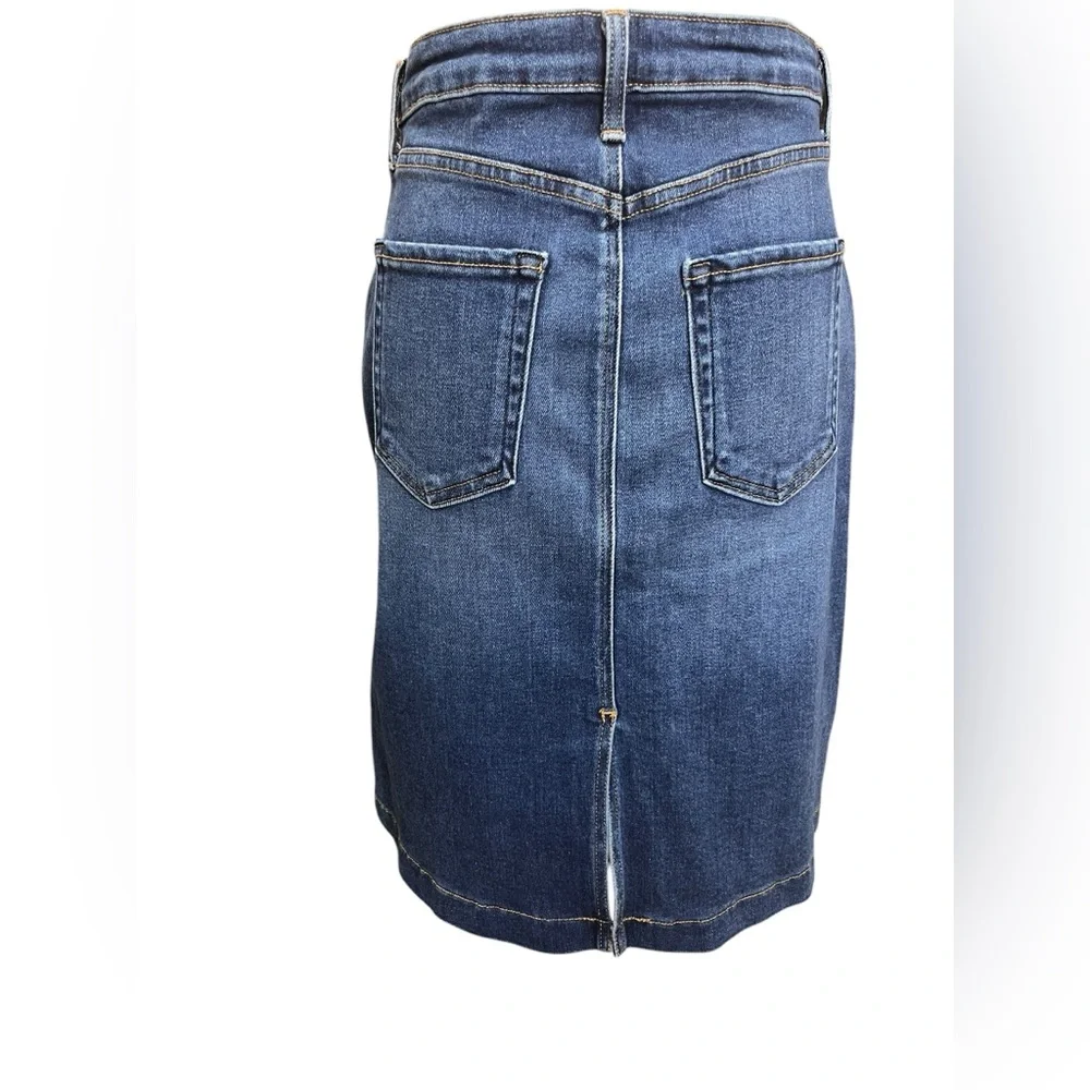Just Black Denim Skirt Medium High Waist Stretch Knee Length Patch Pocket USA - Picture 4 of 8